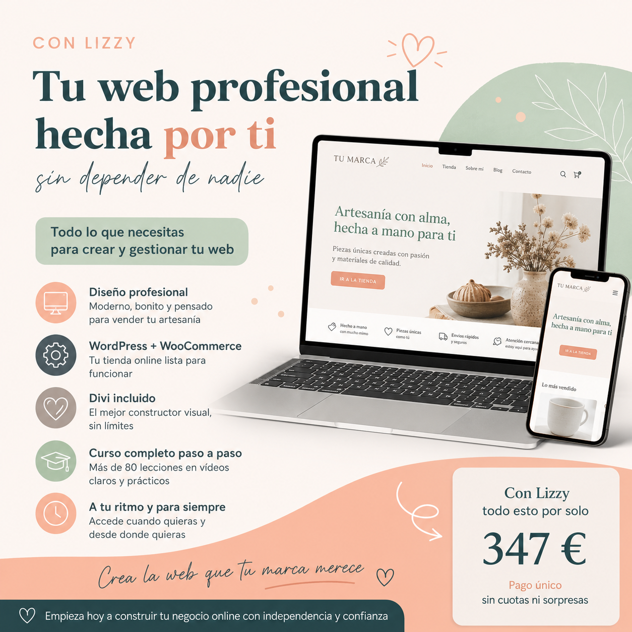 lizzy kit web para vender artesanía Lizzy kit web para vender artesanía de forma sencilla y con soporte 347€ VENDER tu artesanía hecha a mano online